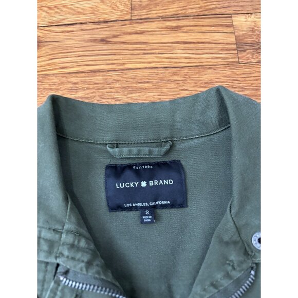 Lucky Brand Womens Utility Jacket Sz Small Army Green Zip Button Stretch Cotton - Picture 4 of 6